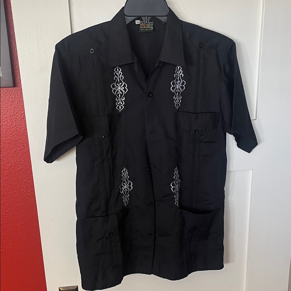 BOY’S Cubavera Black Short Sleeve Guayabera Shirt